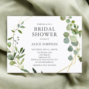 Elegant Greenery Bridal Shower Invitation Postcard