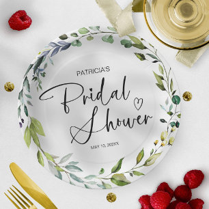 Elegant Greenery Bridal Shower Paper Plate