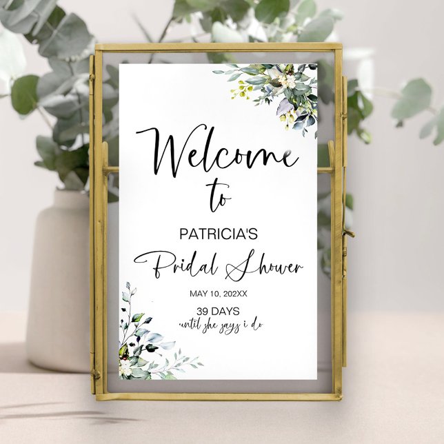 Elegant Greenery Bridal Shower Welcome Sign (Creator Uploaded)