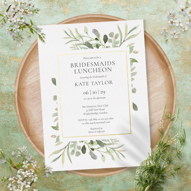 Elegant Greenery Bridesmaids Luncheon Gold (Creator Uploaded)
