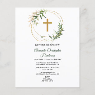 Elegant Greenery/BUDGET/Baptism Invitation.