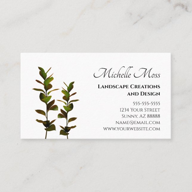 Elegant Greenery Business Card (Front)