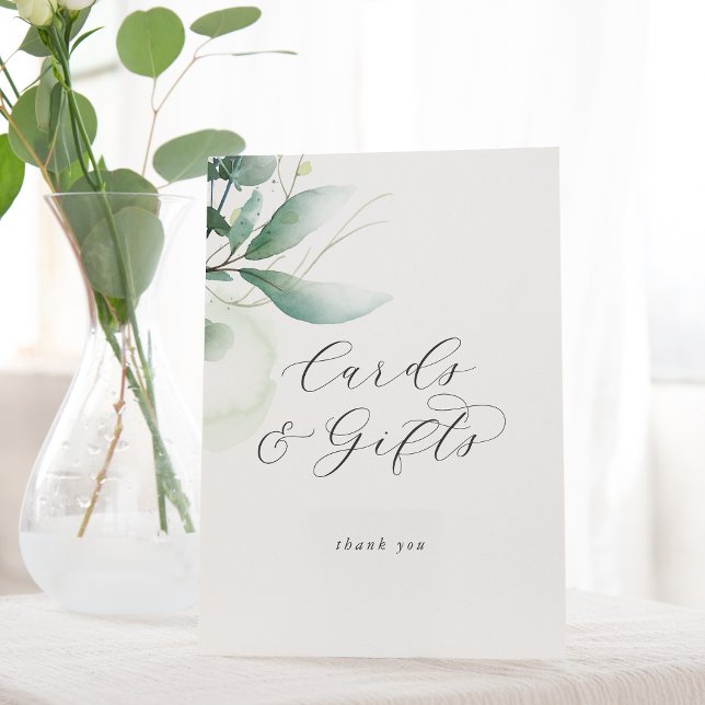 Elegant Greenery Cards and Gifts Pedestal Sign (Creator Uploaded)