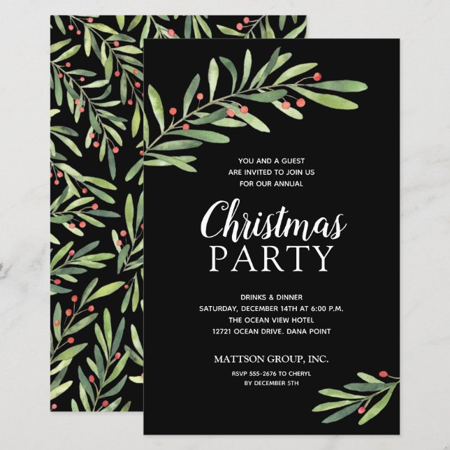 Elegant Greenery Christmas Budget Invitations (Front/Back)
