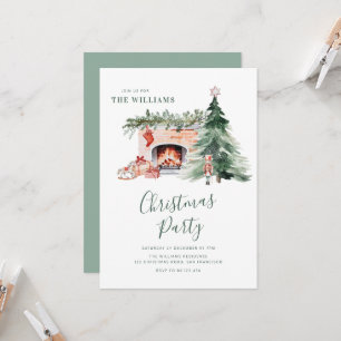 Elegant Greenery Christmas Party Invitation