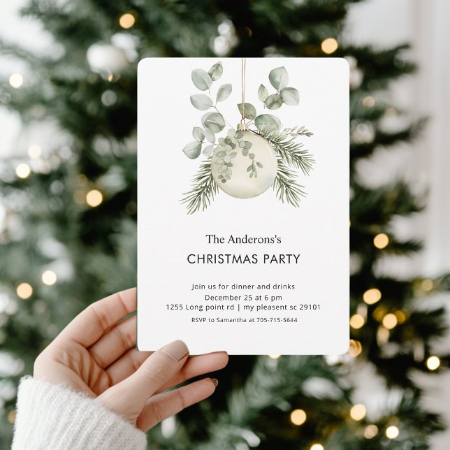 Elegant Greenery Christmas Party Invitation (Creator Uploaded)