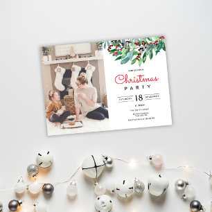 Elegant Greenery Christmas Party Invitation