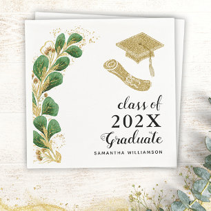 Elegant Greenery Class of 2025 Graduation Napkin