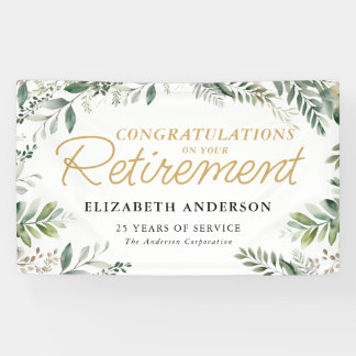 Elegant Greenery Congratulations Retirement Banner
