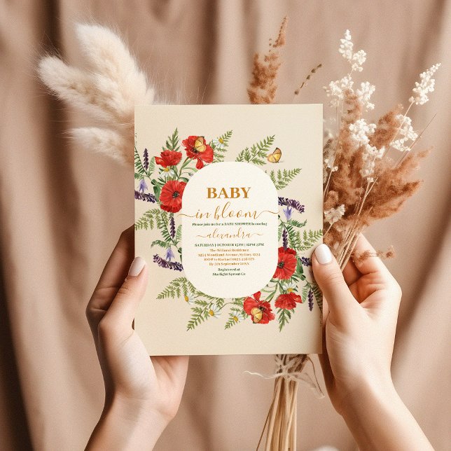 Elegant Greenery Cute Baby in Bloom Baby Shower  Invitation (Creator Uploaded)