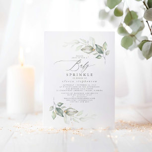Elegant Greenery Cute Baby Sprinkle Baby Shower Invitation