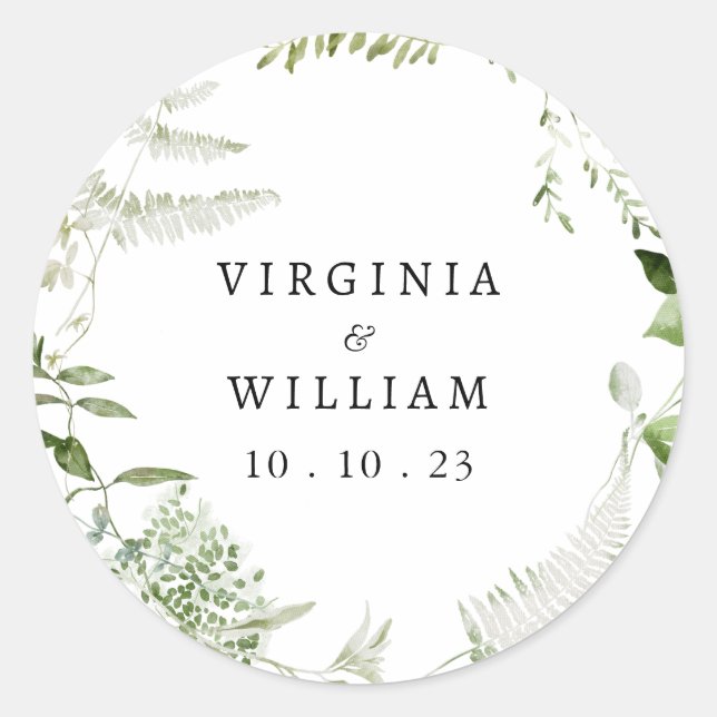 Elegant Greenery Envelope Sticker (Front)