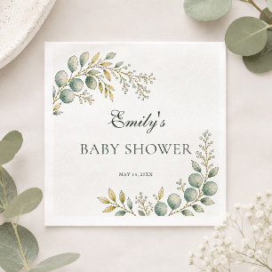 Elegant Greenery Eucalyptus Baby Shower Napkin
