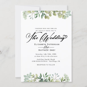 Elegant Greenery Eucalyptus Flower Wedding Invitation