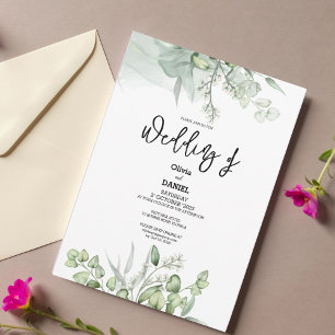 Elegant Greenery Eucalyptus Leaves Rustic Wedding Invitation
