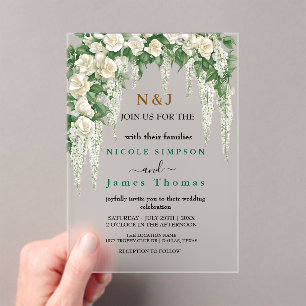 Elegant Greenery Eucalyptus Leaves Wedding Acrylic Invitations
