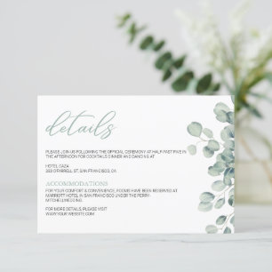 Elegant Greenery Eucalyptus Leaves Wedding Enclosure Card