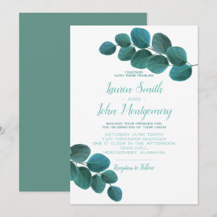 Elegant Greenery   Eucalyptus Leaves Wedding Invitation