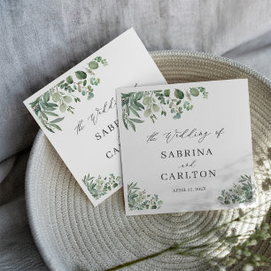 Elegant Greenery Eucalyptus Leaves Wedding Napkin