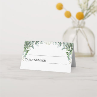 Elegant Greenery Eucalyptus Leaves Wedding Place Card