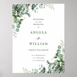 Elegant Greenery Eucalyptus Leaves Wedding Poster