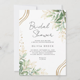 Elegant Greenery Eucalyptus Modern Bridal Shower Invitation