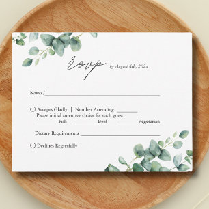 Elegant Greenery Eucalyptus script wedding RSVP Card
