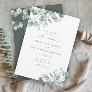 Elegant Greenery Eucalyptus Watercolor Wedding Invitation