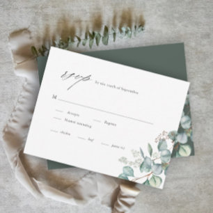 Elegant Greenery Eucalyptus Watercolor Wedding RSVP Card