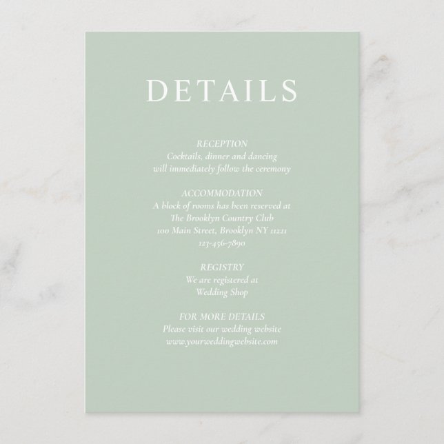 Elegant Greenery Eucalyptus Wedding Details Enclos Enclosure Card (Front)