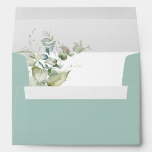 Elegant Greenery Eucalyptus Wedding Green Envelope