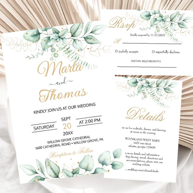 Elegant Greenery Eucalyptus Wedding Invitation (Creator Uploaded)