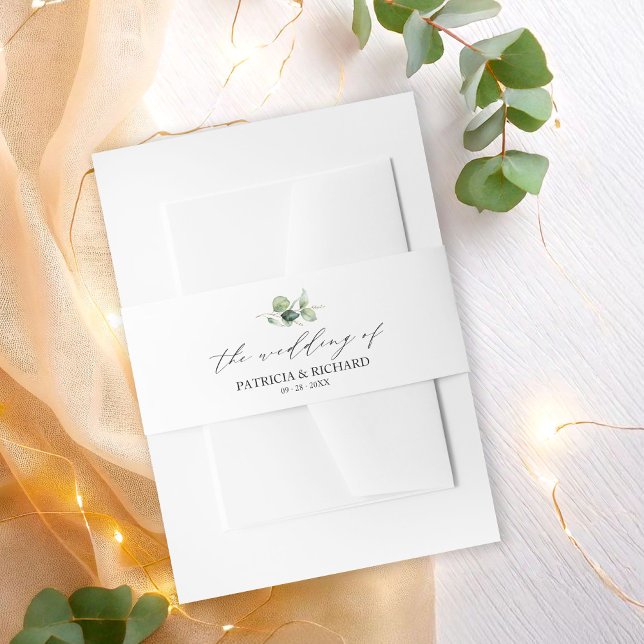 Elegant Greenery Eucalyptus Wedding Invitation Belly Band (Creator Uploaded)