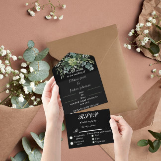 Elegant greenery eucalyptus WEDDING INVITATIONS 