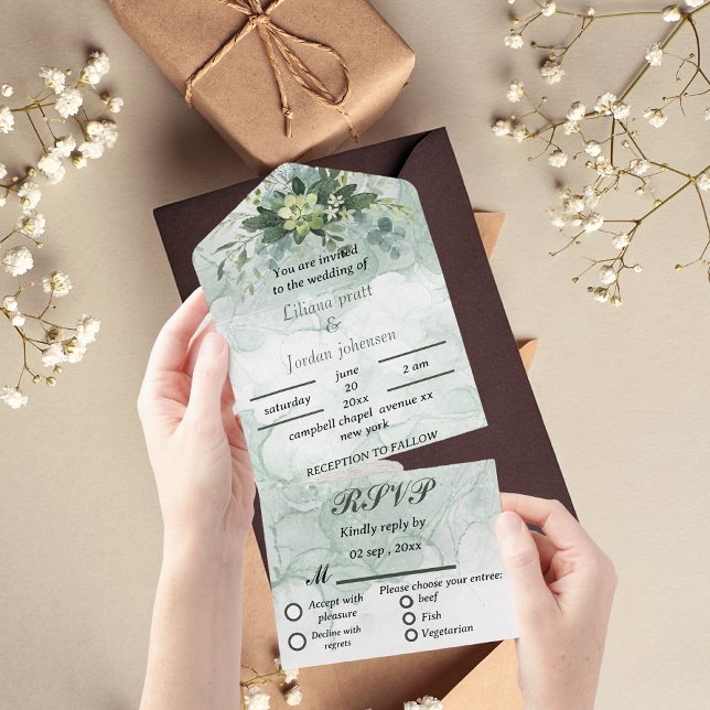 Elegant greenery eucalyptus WEDDING INVITATIONS  (Creator Uploaded)