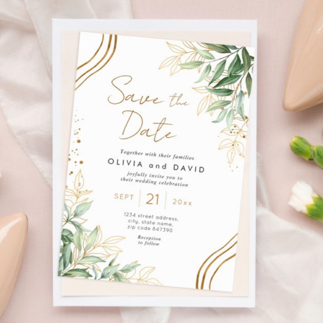 Elegant Greenery Eucalyptus Wedding Save the Date Invitation (Creator Uploaded)
