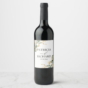 Elegant Greenery Eucalyptus Wedding Wine Label