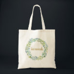 Elegant Greenery Eucalyptus Wreath Tote Bag<br><div class="desc">An elegant,  botanical eucalyptus wreath tote bag. Personalise it for yourself or for a gift. Designed for you by Blackberry Boulevard.</div>