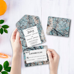 Elegant greenery floral All in One Wedding Invite