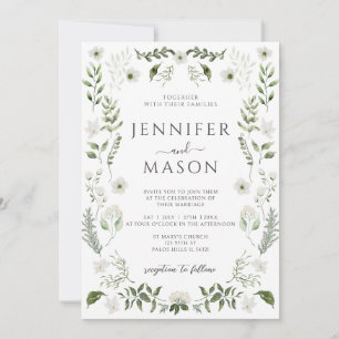 Elegant Greenery Floral Bohemian Wedding Invitation