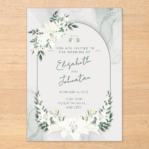 Elegant Greenery Floral Botanical Wedding Acrylic Invitations