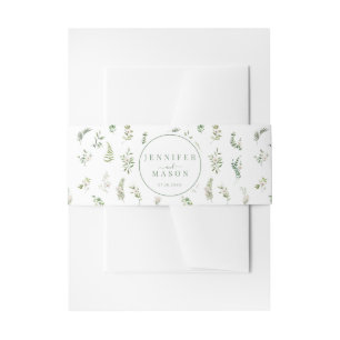 Elegant greenery floral classic wedding belly band invitation belly band