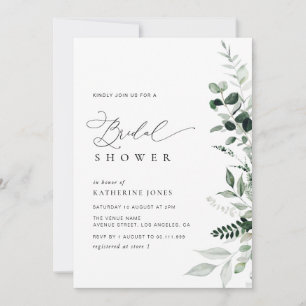 elegant greenery floral sage green bridal shower invitation
