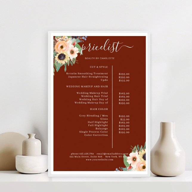 Elegant Greenery Floral Salon Red Poster (Elegant Greenery Floral Salon Red Poster)