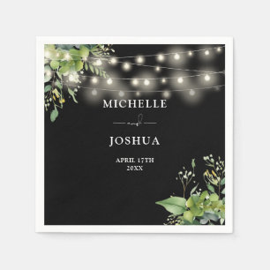 Elegant Greenery Floral String Lights Wedding Napkin