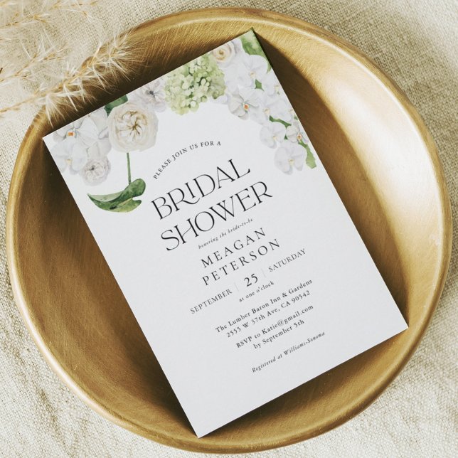 Elegant Greenery Floral Summer Bridal Shower Invitation (Creator Uploaded)