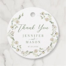 Elegant Greenery Floral Summer Wedding Thank You