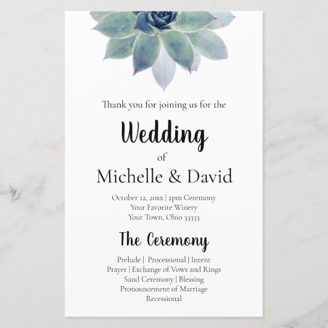 Elegant Greenery Floral Wedding Ceremony Program (Front)