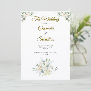 Elegant Greenery Floral Wedding Gold Luxury Invitation