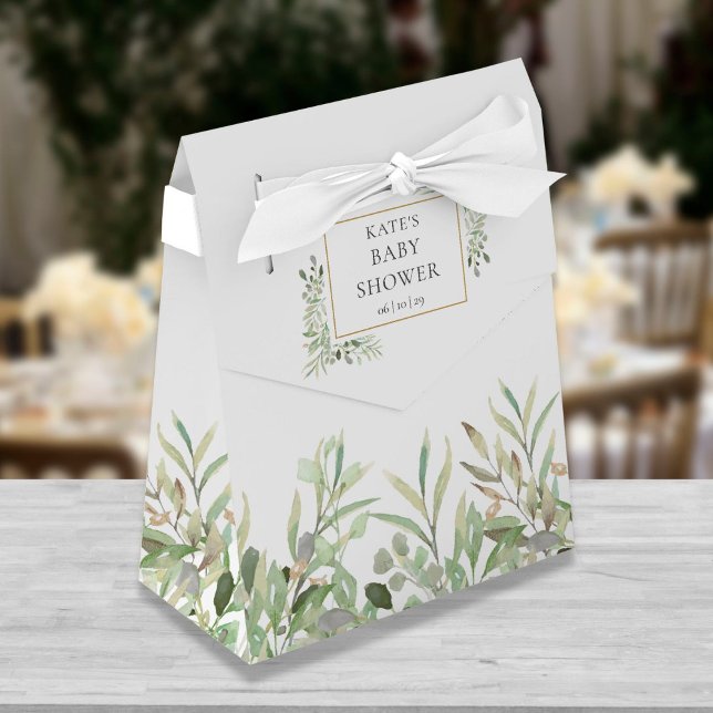 Elegant Greenery Foliage Baby Shower Favour Box (Creator Uploaded)